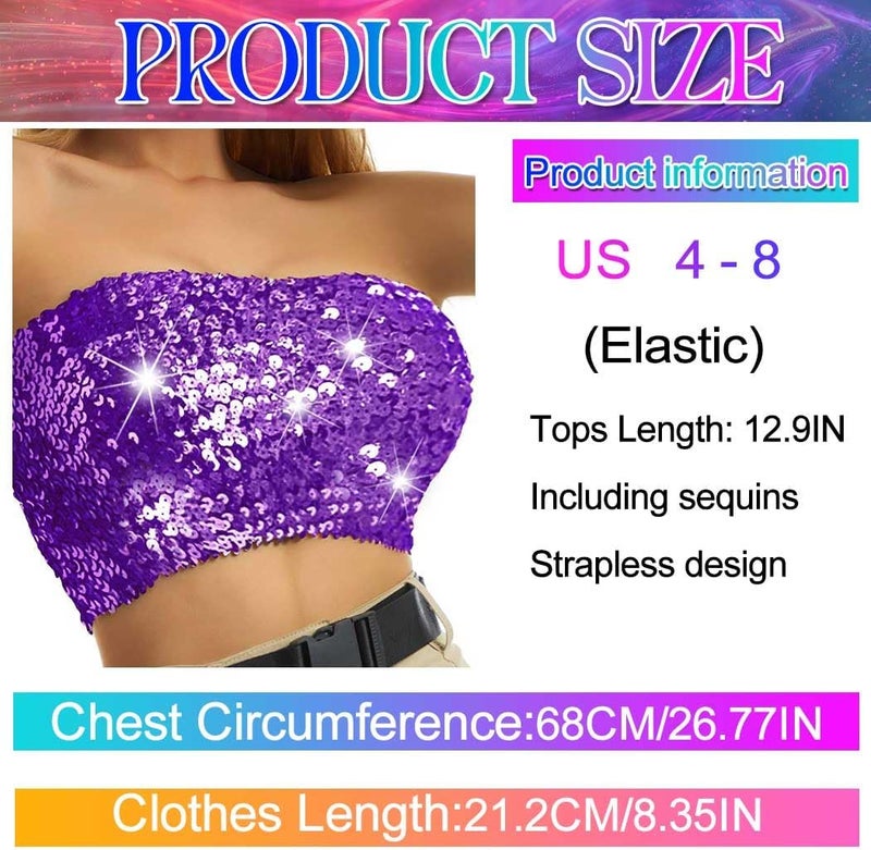 Nicute Sequin Tube Top Sparkly Crop Tops for Women - Image 5